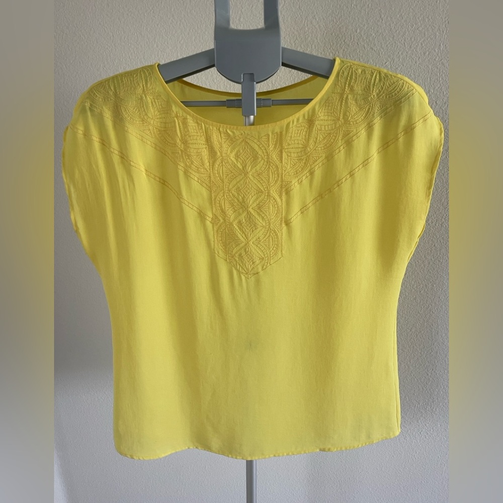Yellow Women's Blouse with Embroidery relaxed fit.